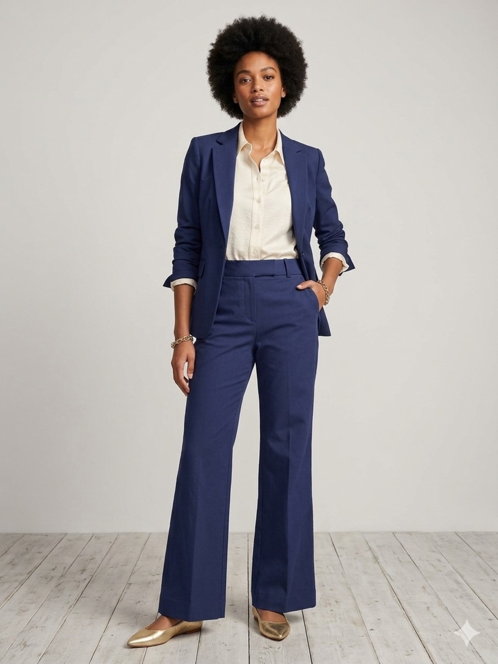 NWT Michael Kors High Rise Wide Leg Navy Dress Pant Career Interview Size 4